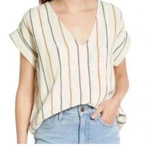 Madewell Lightspun Westing Shirt in Stripe Cotton Gauze Cuffed Sleeve Cotton XS
